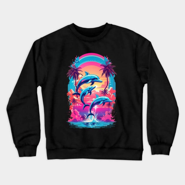 Dolphins Crewneck Sweatshirt by Buff Geeks Art